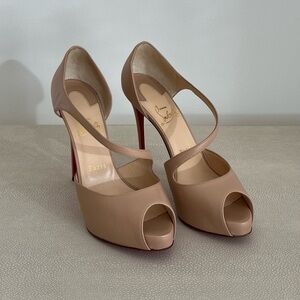 Christian Louboutin 120 Peep Toe Platform Heels Pumps 38.5